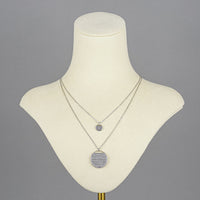 SWAROVSKI Silver Tone Round Pendant Layer Necklace