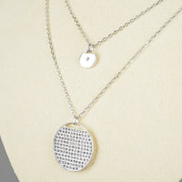 SWAROVSKI Silver Tone Round Pendant Layer Necklace