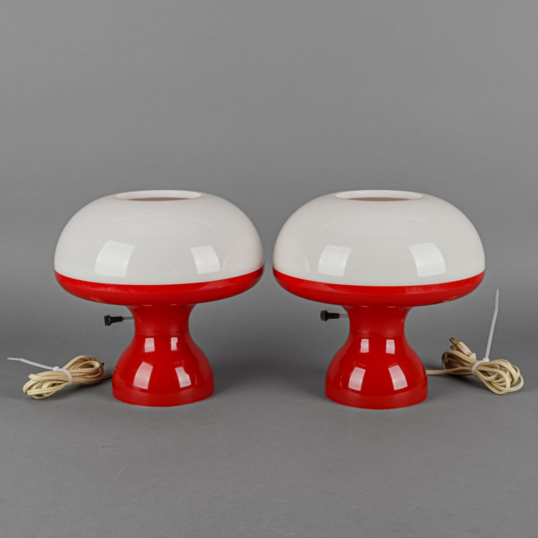 Burman Style Plastic Red And White Mushroom Lamps Set of 2