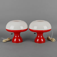 Burman Style Plastic Red And White Mushroom Lamps Set of 2