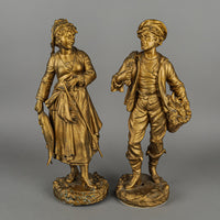 Painted Spelter Figures - The Fishing Couple