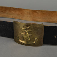 Soviet Russian Naval Belt Buckle With Leather Belt