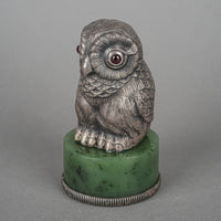 Russian 84 Silver After Faberge Owl With Garnet Eyes