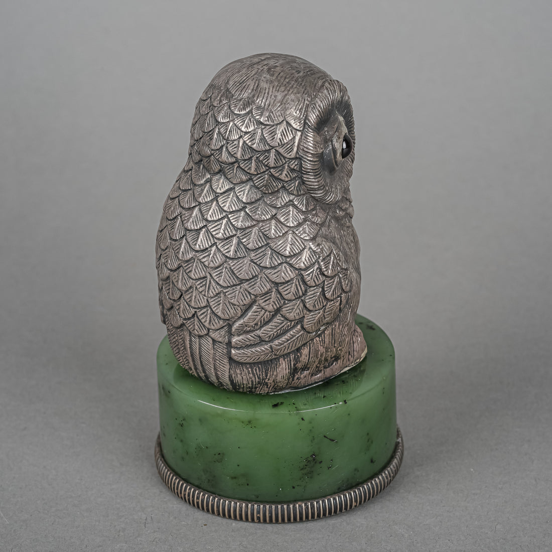 Russian 84 Silver After Faberge Owl With Garnet Eyes