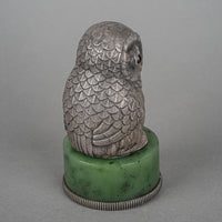 Russian 84 Silver After Faberge Owl With Garnet Eyes