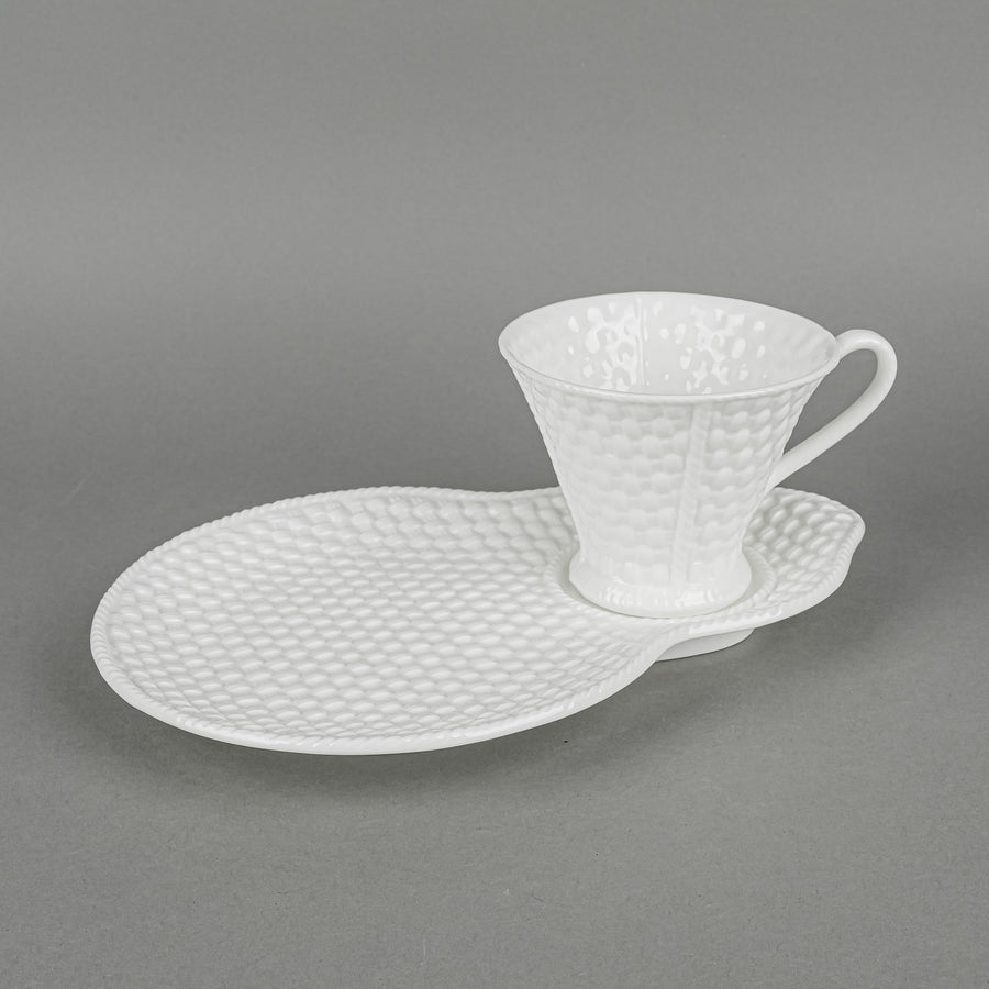 TIFFANY & CO Tiffany Weave Snack Plate And Cup Set Of 3 - 6 Pieces