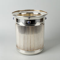 CARTIER Silverplate With Lapis Cabochons Champagne Bucket