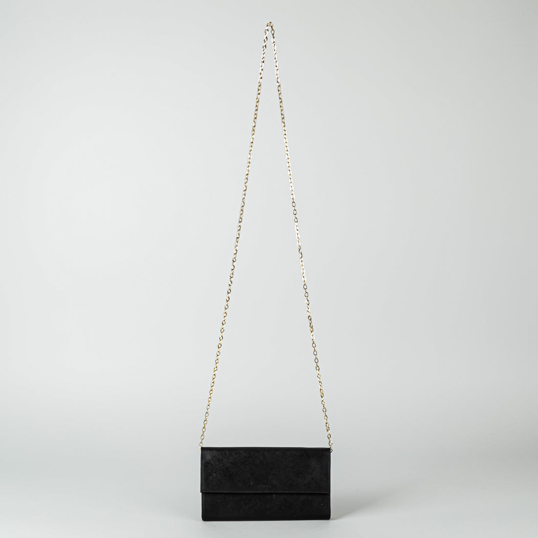 FURLA Black Leather Wallet On Chain Handbag