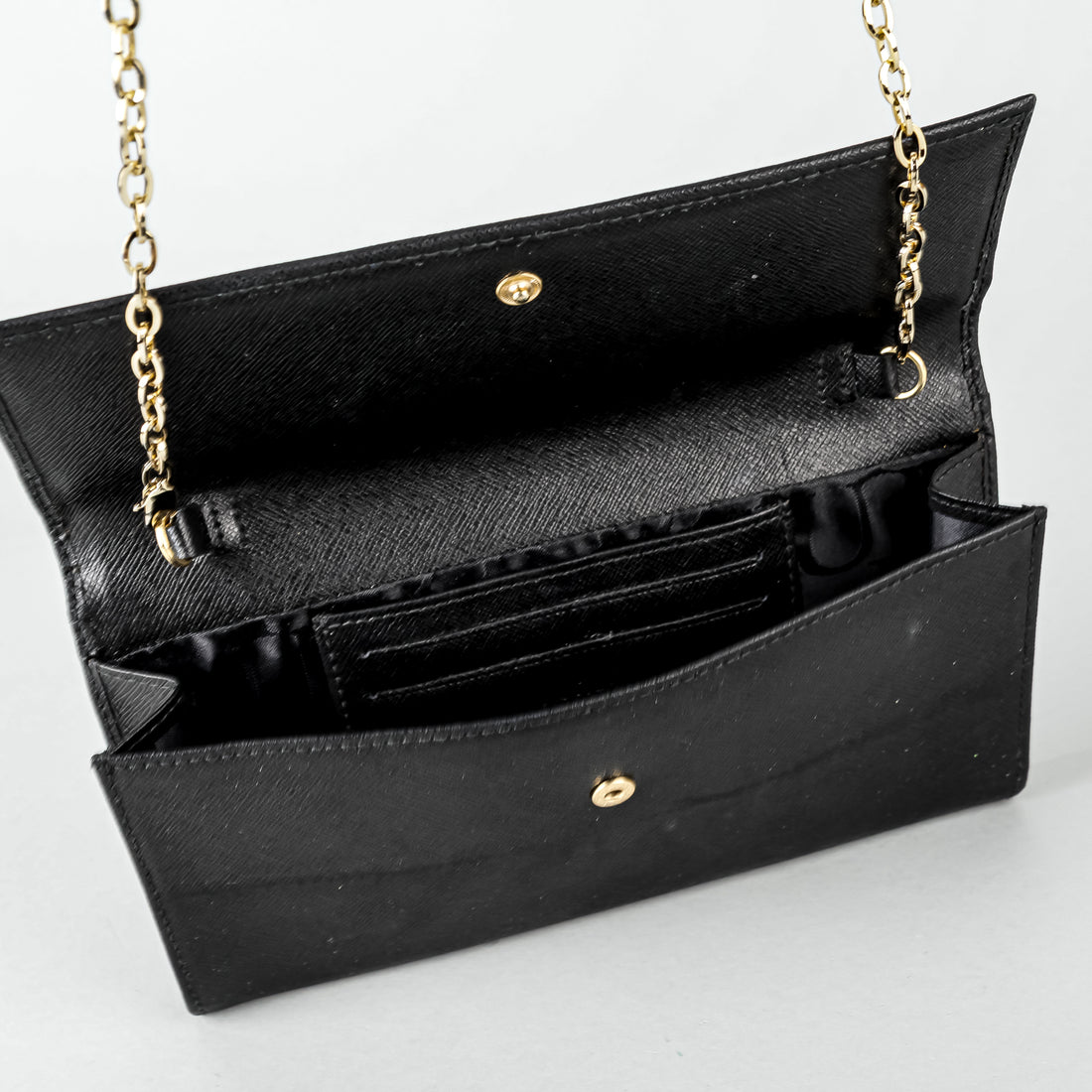 FURLA Black Leather Wallet On Chain Handbag
