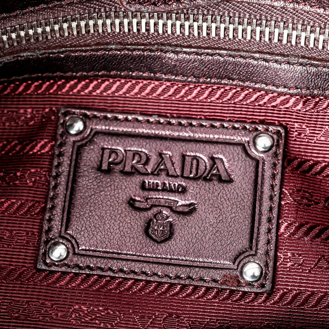 PRADA Metallic Wine Nappa Hobo Handbag
