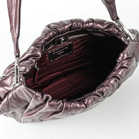 PRADA Metallic Wine Nappa Hobo Handbag