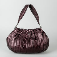 PRADA Metallic Wine Nappa Hobo Handbag