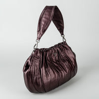 PRADA Metallic Wine Nappa Hobo Handbag
