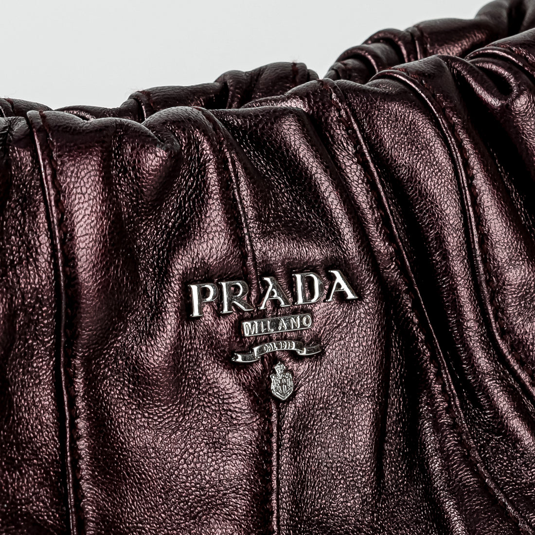 PRADA Metallic Wine Nappa Hobo Handbag