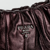 PRADA Metallic Wine Nappa Hobo Handbag