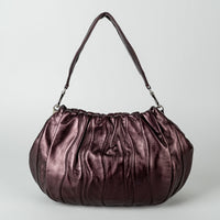 PRADA Metallic Wine Nappa Hobo Handbag