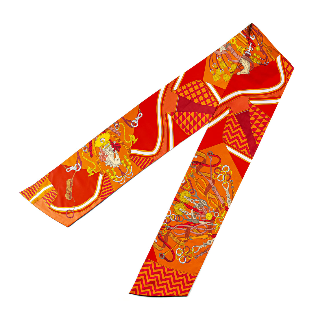 HERMES Maxi Twilly "Bouquets Sellier" Silk Scarf