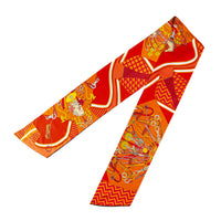 HERMES Maxi Twilly "Bouquets Sellier" Silk Scarf
