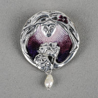 Sterling Enamel Art Nouveau Style Brooch