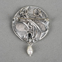 Sterling Enamel Art Nouveau Style Brooch