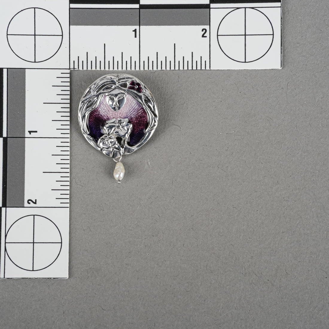 Sterling Enamel Art Nouveau Style Brooch