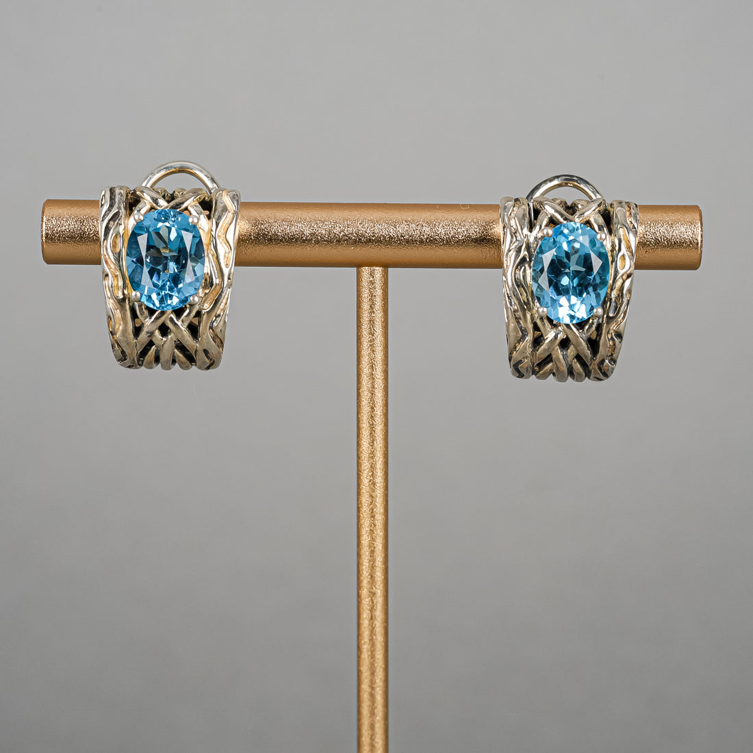 EFFY Sterling Blue Topaz Omega Earrings