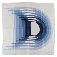 CHRISTIAN DIOR VNTG Silk Blue "D" Scarf
