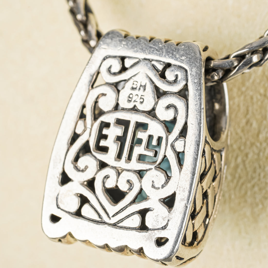 EFFY Sterling Silver Foxtail Chain And Blue Topaz Pendant Necklace