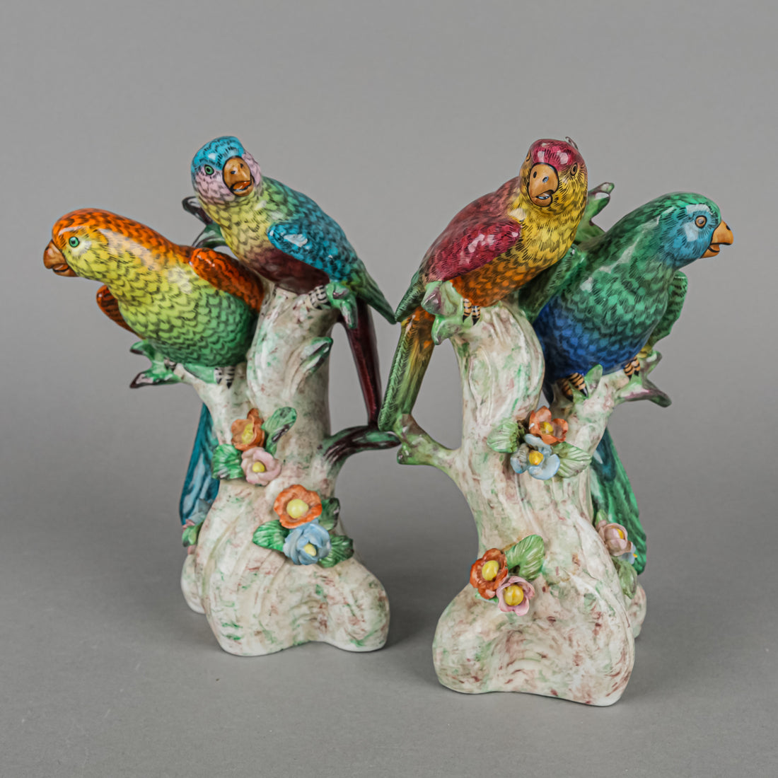 Cheslea House Style Figurines Parrots On Branches Set Of 2