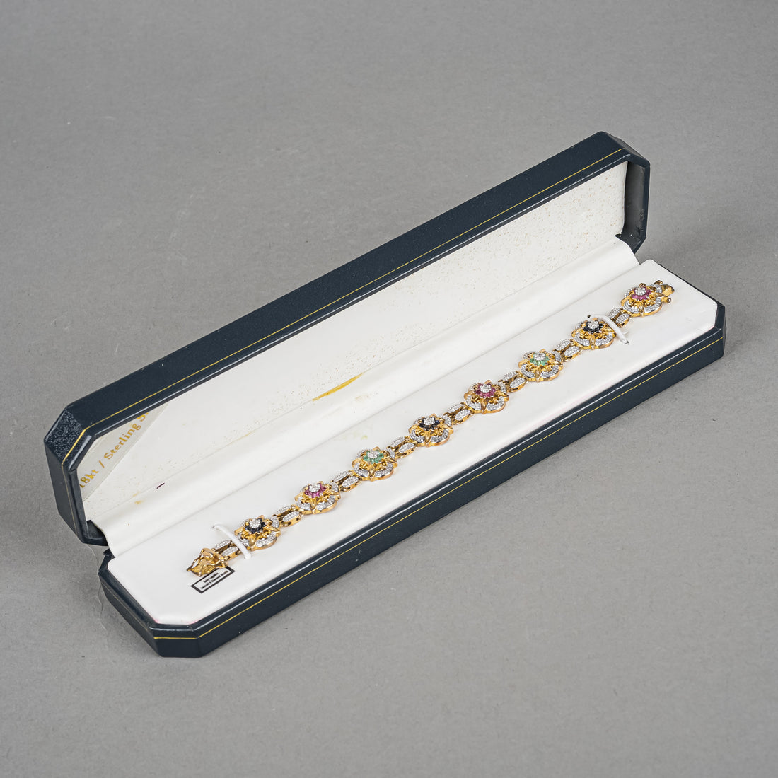 Gold Plated And Sterling Silver Multi-Colour Flower Motif Bracelet