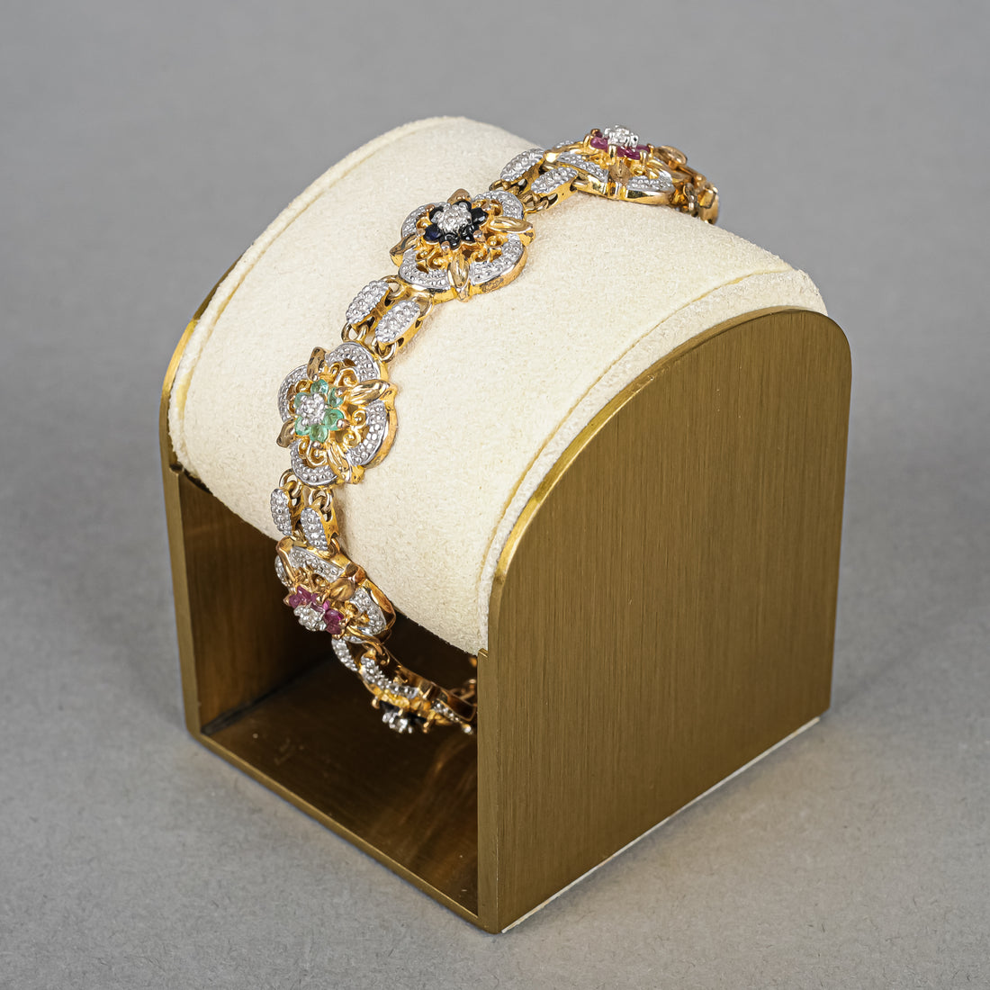 Gold Plated And Sterling Silver Multi-Colour Flower Motif Bracelet