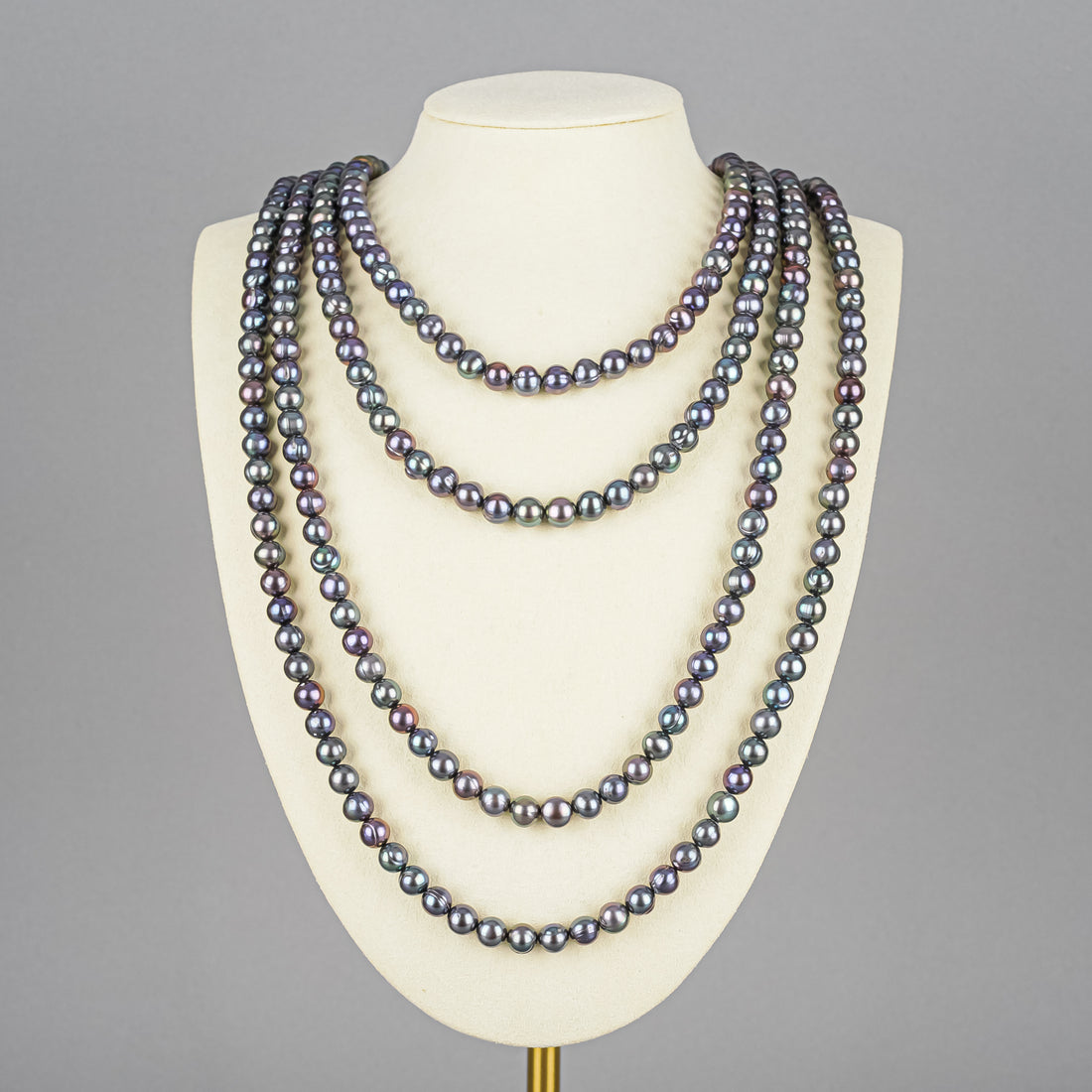 14K Yellow Gold Clasp Dyed Black Fresh Water Pearl Necklace
