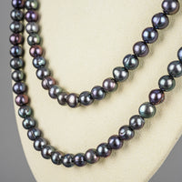 14K Yellow Gold Clasp Dyed Black Fresh Water Pearl Necklace