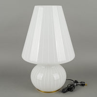 Vintage White Striped Glass Fungo Style Lamps Set Of 2