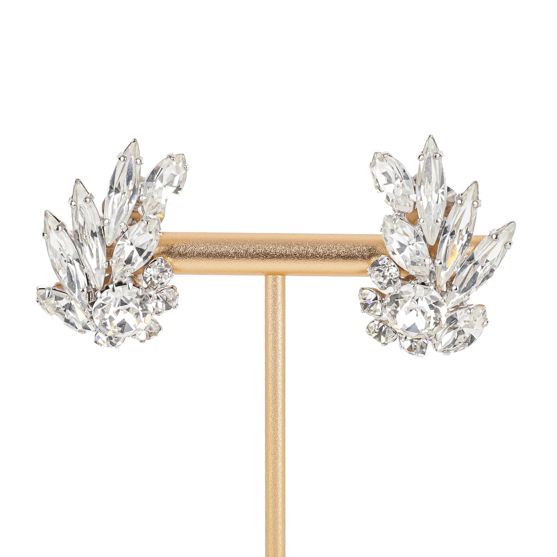 SHERMAN Brooch & Clips Set- Clear Rhinestone Spray