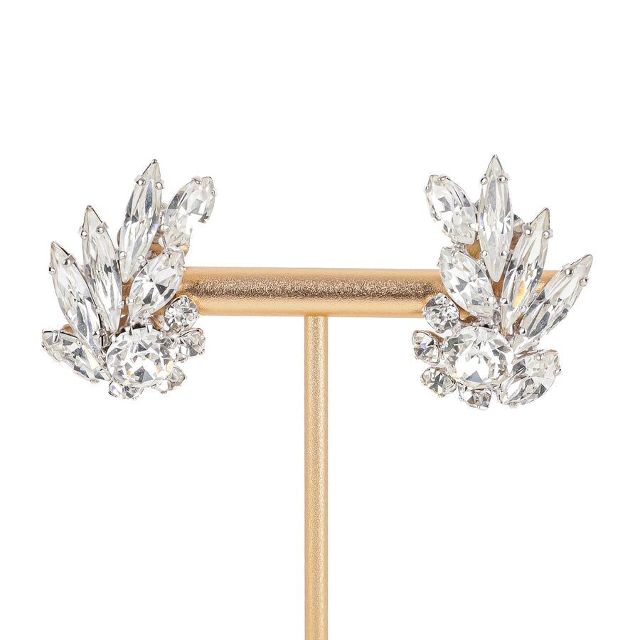 SHERMAN Brooch & Clips Set- Clear Rhinestone Spray