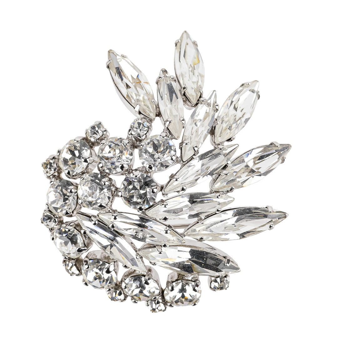 SHERMAN Brooch & Clips Set- Clear Rhinestone Spray