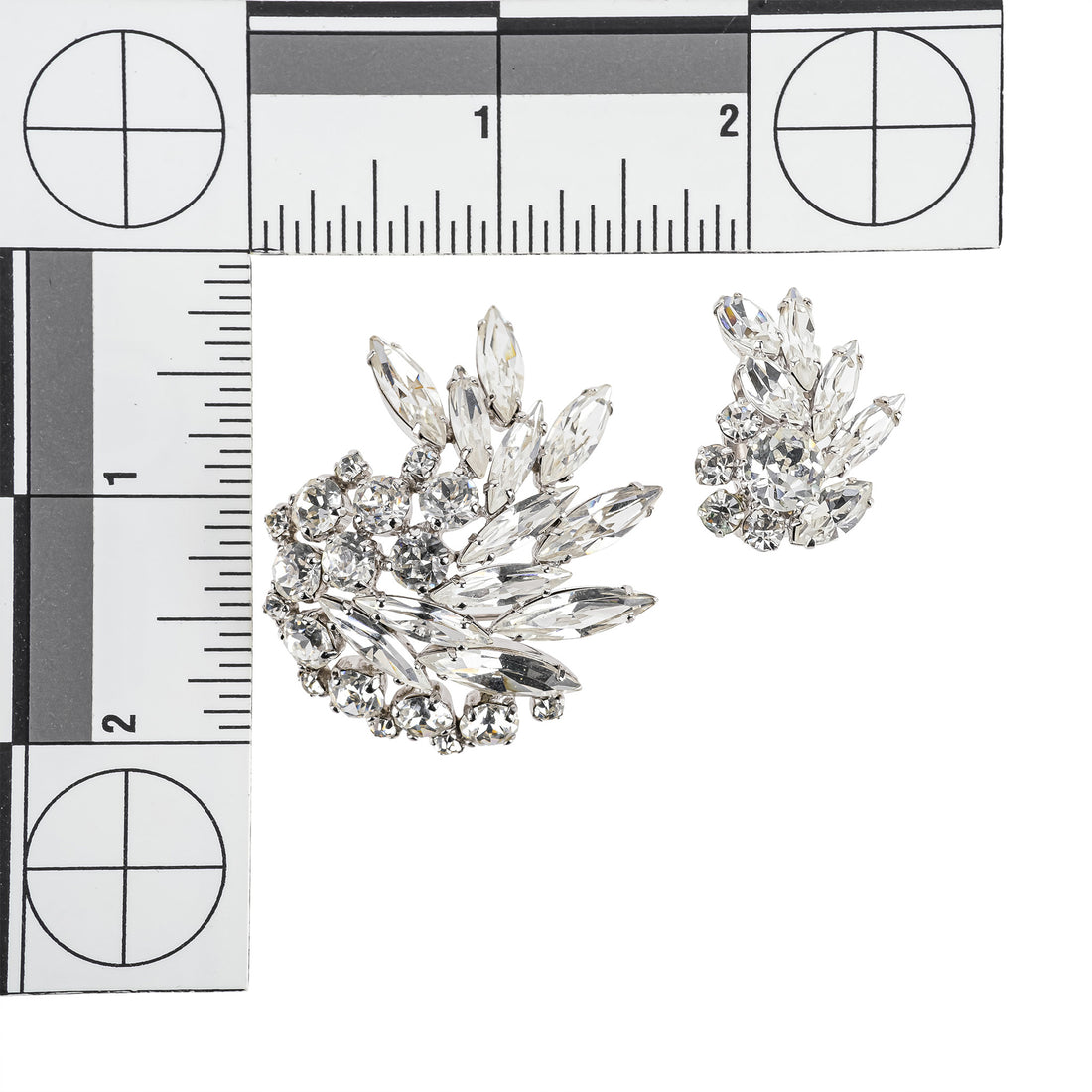 SHERMAN Brooch & Clips Set- Clear Rhinestone Spray