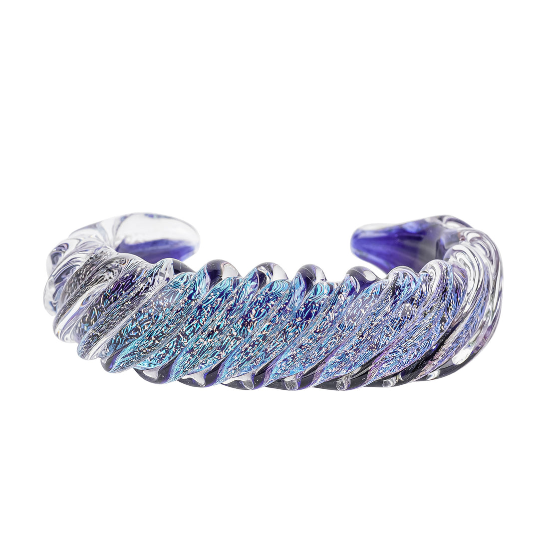 KEVIN O'GRADY Twisted Blue Art Glass Cuff Bracelet