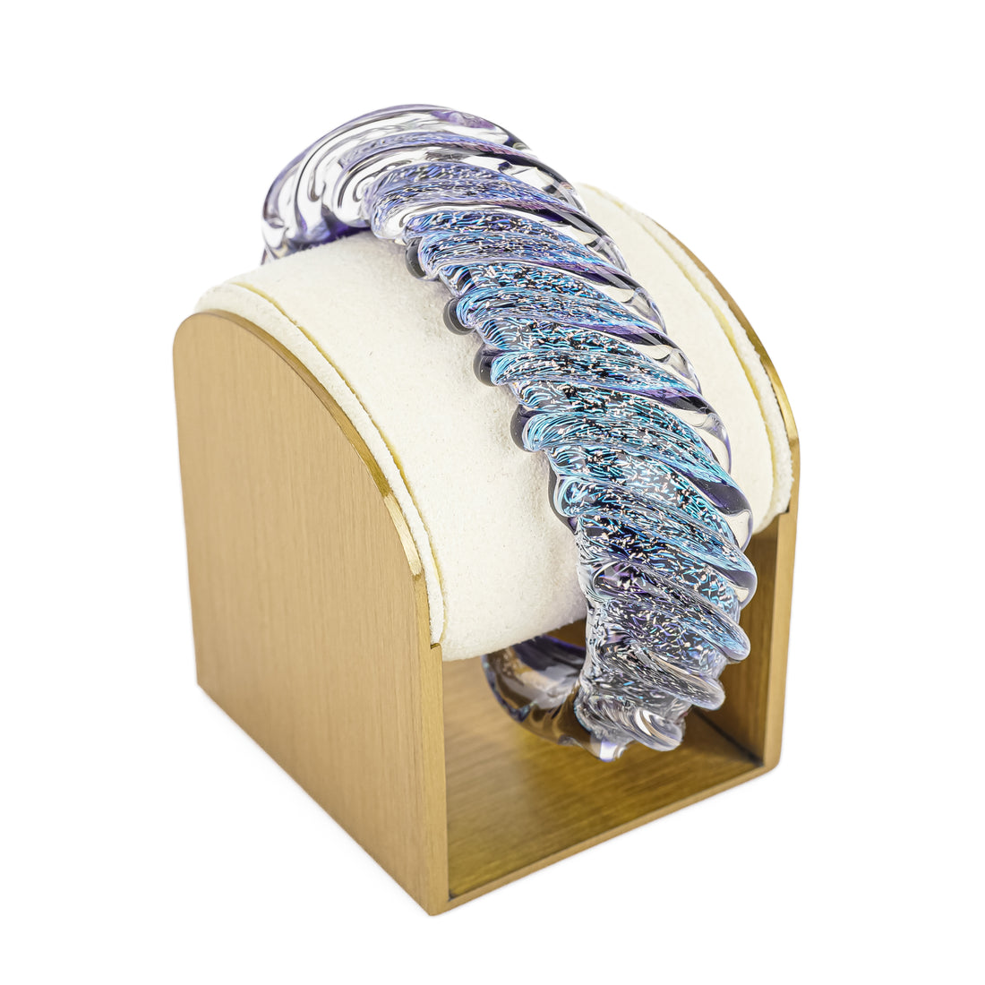 KEVIN O'GRADY Twisted Blue Art Glass Cuff Bracelet
