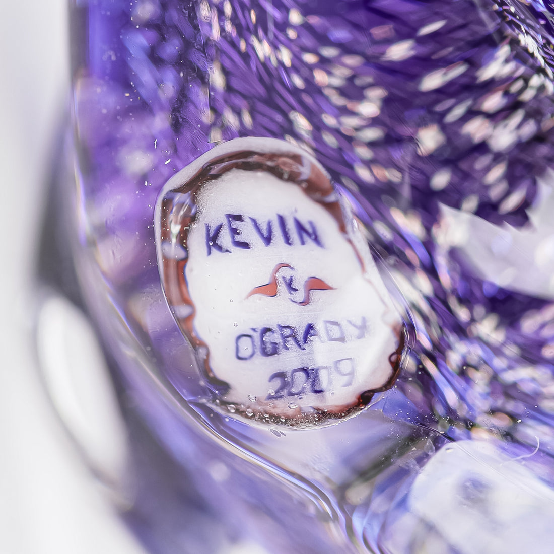 KEVIN O'GRADY Twisted Blue Art Glass Cuff Bracelet