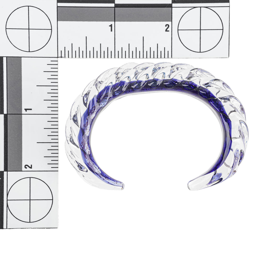 KEVIN O'GRADY Twisted Blue Art Glass Cuff Bracelet