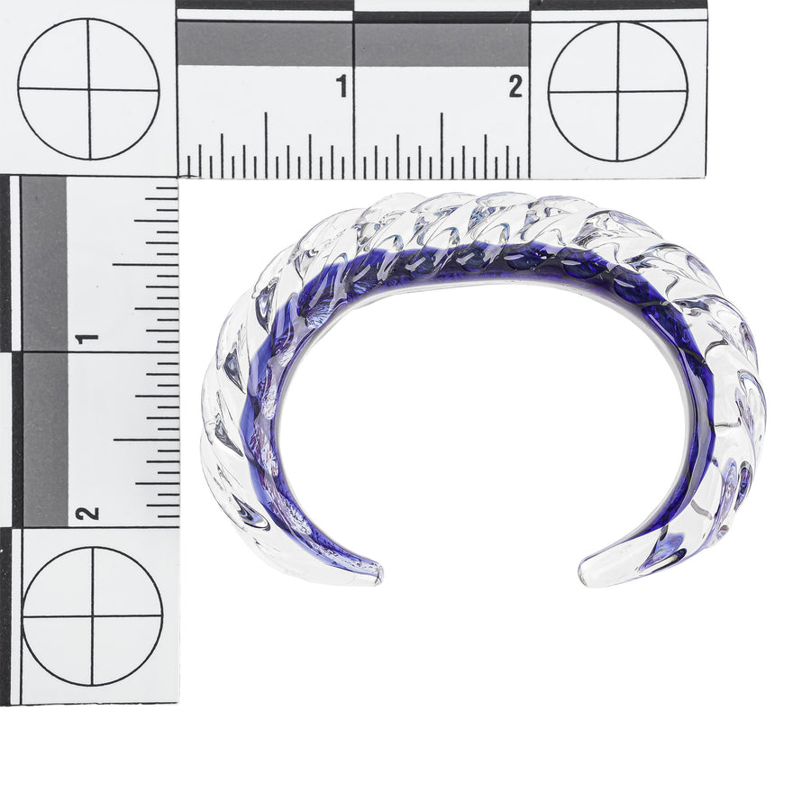 KEVIN O'GRADY Twisted Blue Art Glass Cuff Bracelet