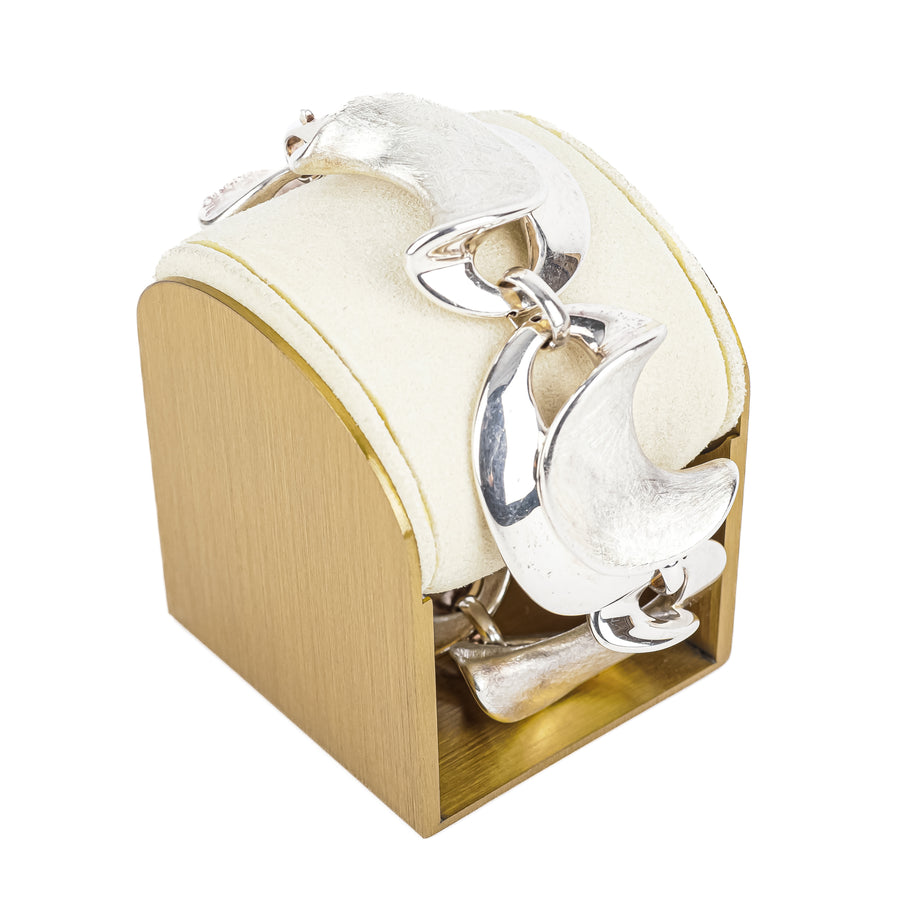 Sterling Polished And Satin Link Bracelet