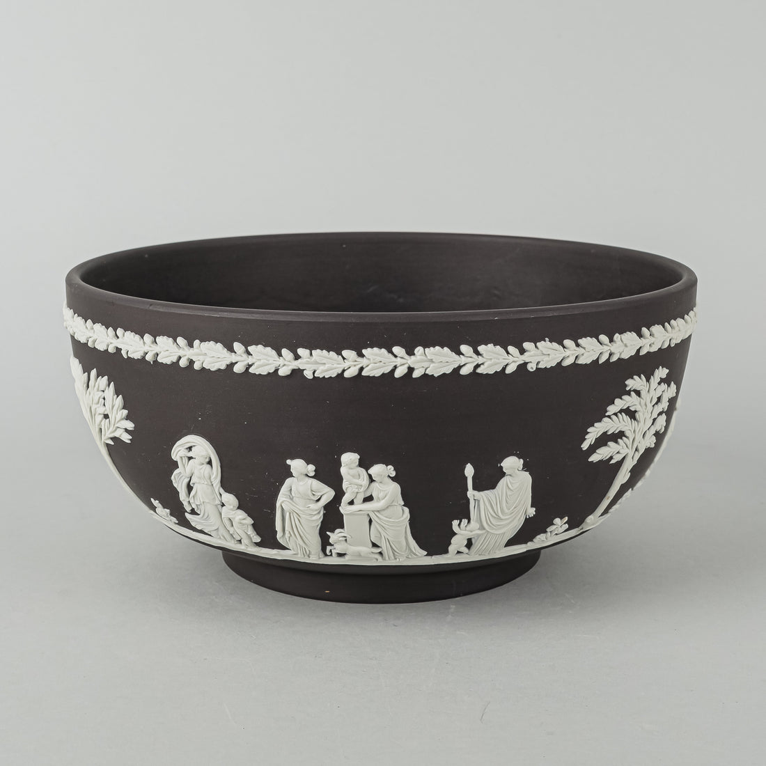 WEDGWOOD White On Basalt Black Jasperware Footed Bowl