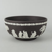 WEDGWOOD White On Basalt Black Jasperware Footed Bowl