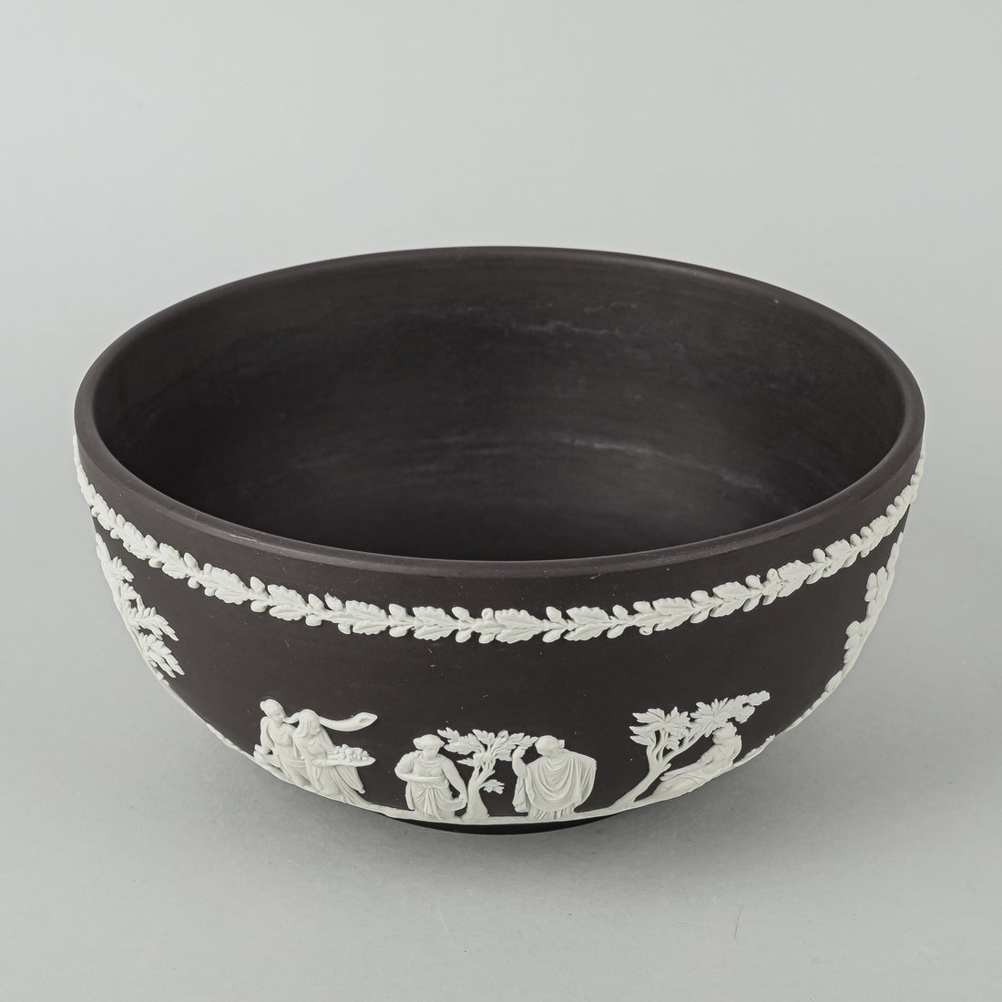 WEDGWOOD White On Basalt Black Jasperware Footed Bowl