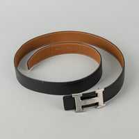 HERMES Reversible Leather H Buckle Belt