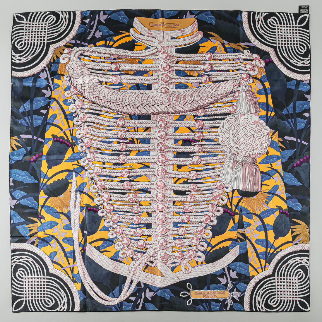 HERMES Brandebourgs Fleuris Double Face Silk Scarf