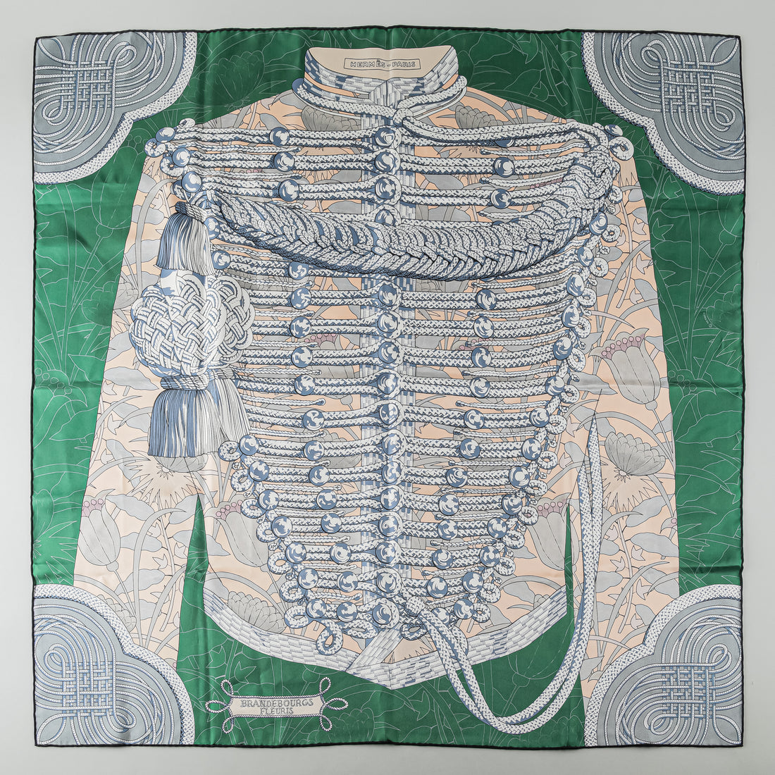 HERMES Brandebourgs Fleuris Double Face Silk Scarf